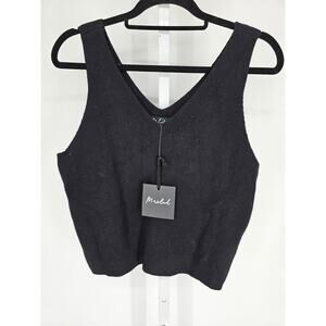 Marled Womens Sz XL Thick Knit V NEck Tank Top Blouse Black NEW